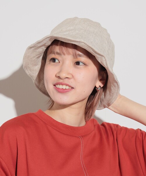 BEAMS HEART（ビームスハート）の「BEAMS HEART / 麻混 チューリップハット（ハット・レディース・ブラック/ベージュ/ブラウン系その他3/オリーブ・ONE SIZE）」の3枚目の写真