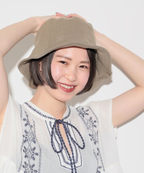 BEAMS HEART（ビームスハート）の「BEAMS HEART / 麻混 チューリップハット（ハット・レディース・ブラック/ベージュ/ブラウン系その他3/オリーブ・ONE SIZE）」の4枚目の写真