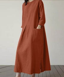 綿麻ワイドスリットワンピース