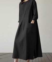 綿麻ワイドスリットワンピース