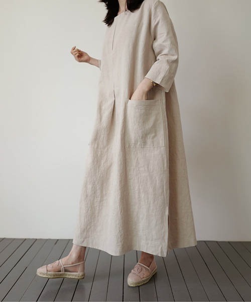 gossip!ロサンゼルス(ゴシップロサンゼルス)の「綿麻ワイドスリットワンピース(ワンピース・レディース・ブラック/ベージュ/ブラウン・FREE)」の20枚目の写真