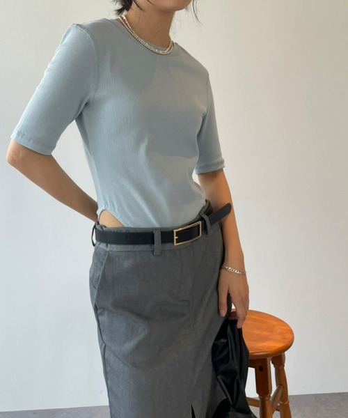 HANNE(アン)の「ハーフボディースーツTEE(Tシャツ/カットソー・レディース・ブラック/ブルー/ホワイト/レッド・FREE)」の3枚目の写真