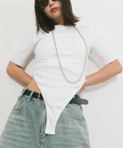 HANNE(アン)の「ハーフボディースーツTEE(Tシャツ/カットソー・レディース・ブラック/ブルー/ホワイト/レッド・FREE)」の19枚目の写真