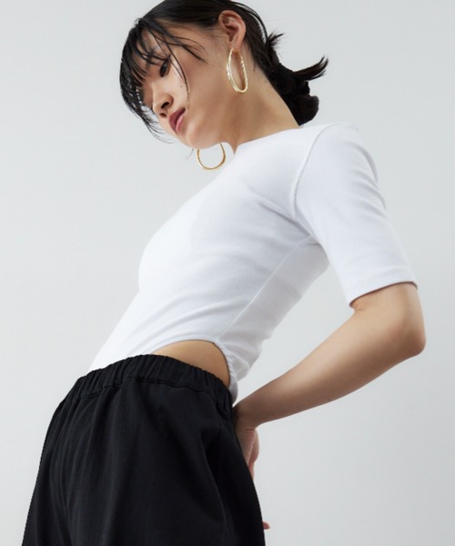 HANNE(アン)の「ハーフボディースーツTEE(Tシャツ/カットソー・レディース・ブラック/ブルー/ホワイト/レッド・FREE)」の14枚目の写真