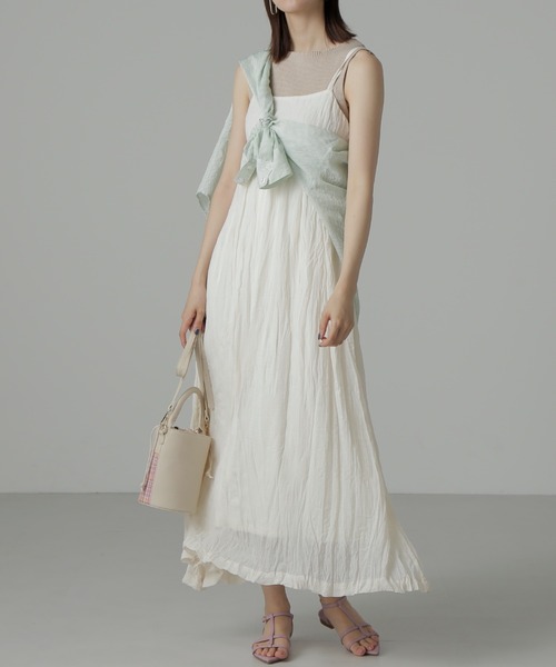 FREE'S MART（フリーズマート）の「◇ダブルストラップワッシャーキャミワンピース（ワンピース・レディース・ブラック/ホワイト・MEDIUM/SMALL）」の8枚目の写真