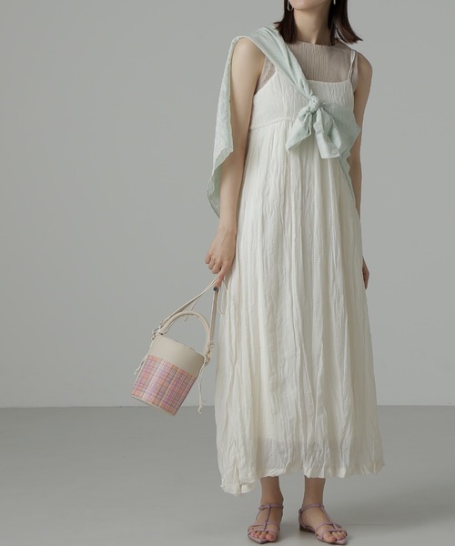 FREE'S MART（フリーズマート）の「◇ダブルストラップワッシャーキャミワンピース（ワンピース・レディース・ブラック/ホワイト・MEDIUM/SMALL）」の10枚目の写真