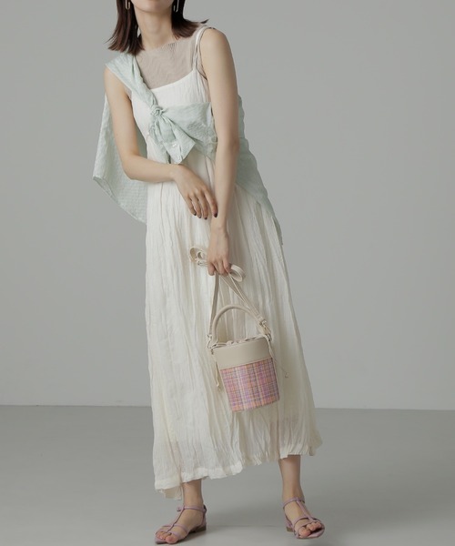 FREE'S MART（フリーズマート）の「◇ダブルストラップワッシャーキャミワンピース（ワンピース・レディース・ブラック/ホワイト・MEDIUM/SMALL）」の16枚目の写真