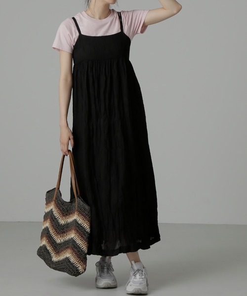 FREE'S MART（フリーズマート）の「◇ダブルストラップワッシャーキャミワンピース（ワンピース・レディース・ブラック/ホワイト・MEDIUM/SMALL）」の13枚目の写真