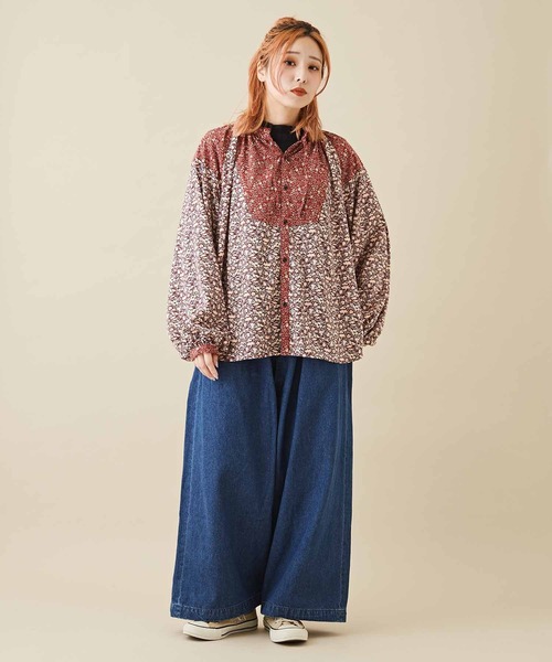 CUBE SUGAR(キューブシュガー)の「フラワープリントラグランスリーブギャザーシャツ(シャツ/ブラウス・レディース・ブラック/ブラウン/レッド・M)」の5枚目の写真