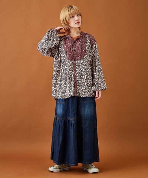 CUBE SUGAR(キューブシュガー)の「フラワープリントラグランスリーブギャザーシャツ(シャツ/ブラウス・レディース・ブラック/ブラウン/レッド・M)」の13枚目の写真