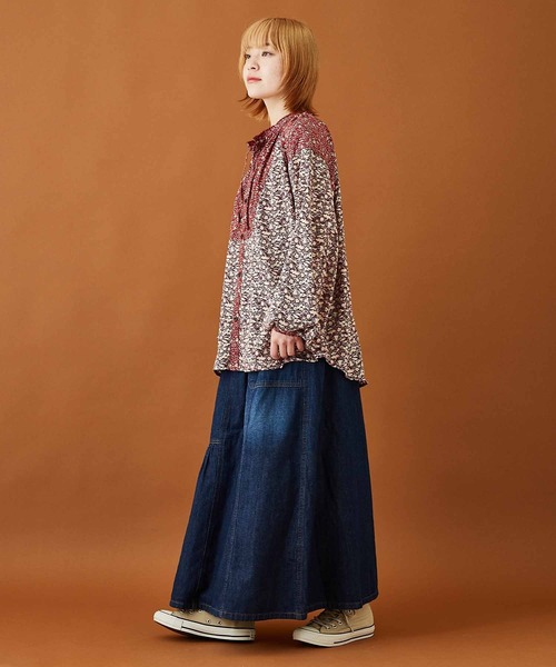 CUBE SUGAR(キューブシュガー)の「フラワープリントラグランスリーブギャザーシャツ(シャツ/ブラウス・レディース・ブラック/ブラウン/レッド・M)」の21枚目の写真