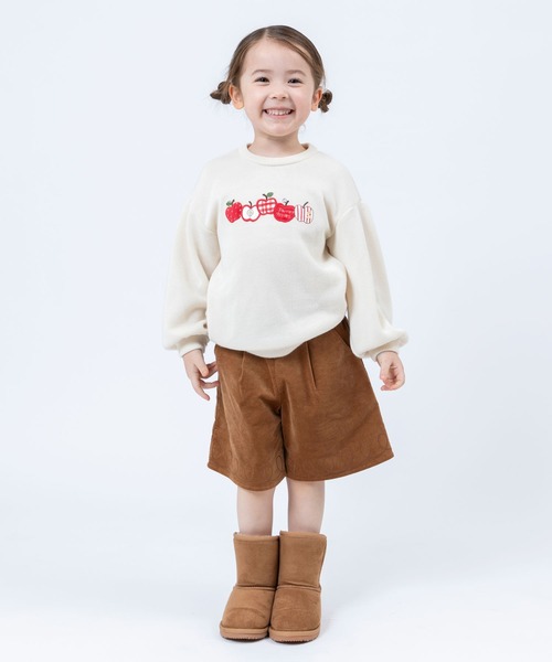 KP（ケーピー）の「りんごアップリケ Wフェイストレーナー(100～130cm)（スウェット・キッズ・オフホワイト/グリーン・120cm/130cm/110cm/100cm）」の4枚目の写真