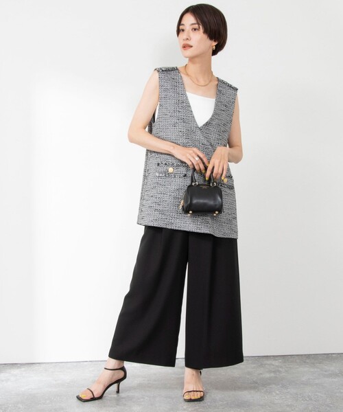 NOLLEY’S(ノーリーズ)の「◇【WEB限定カラーあり】《セットアップ対応》ウォッシャブル麻調ワイドパンツ(その他パンツ・レディース・ネイビー/ブラック/オフホワイト/チャコールグレー・34/36/38)」の9枚目の写真