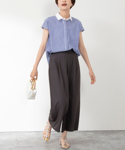 NOLLEY’S(ノーリーズ)の「◇【WEB限定カラーあり】《セットアップ対応》ウォッシャブル麻調ワイドパンツ(その他パンツ・レディース・ネイビー/ブラック/オフホワイト/チャコールグレー・34/36/38)」の14枚目の写真