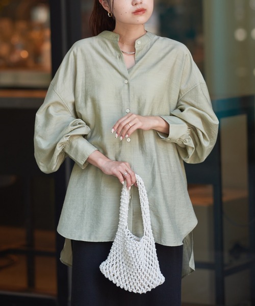 CIAOPANIC TYPY（チャオパニックティピー）の「シアーボリュームスリーブビッグシャツ（シャツ/ブラウス・レディース・カーキ/ネイビー/ブラウン/レッド・ONE SIZE）」の2枚目の写真