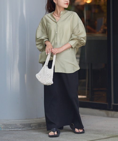 CIAOPANIC TYPY（チャオパニックティピー）の「シアーボリュームスリーブビッグシャツ（シャツ/ブラウス・レディース・カーキ/ネイビー/ブラウン/レッド・ONE SIZE）」の19枚目の写真