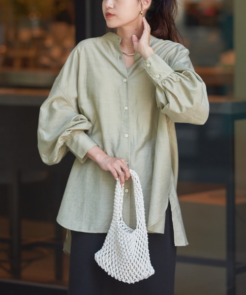 CIAOPANIC TYPY（チャオパニックティピー）の「シアーボリュームスリーブビッグシャツ（シャツ/ブラウス・レディース・カーキ/ネイビー/ブラウン/レッド・ONE SIZE）」の13枚目の写真