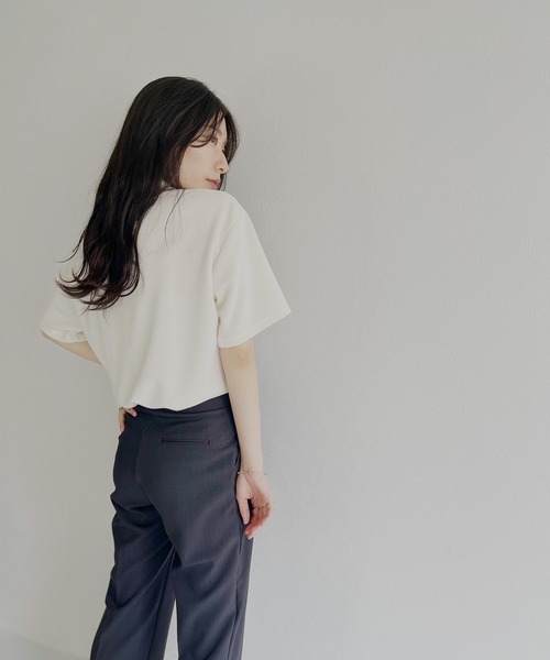 ISOOK（アイスー）の「【ZOZOTOWN限定】Half sleeve over polo shirt / ハーフスリーブオーバーポロシャツ（ポロシャツ・レディース・チャコール/ホワイト・FREE）」の9枚目の写真