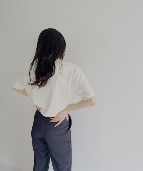 ISOOK（アイスー）の「【ZOZOTOWN限定】Half sleeve over polo shirt / ハーフスリーブオーバーポロシャツ（ポロシャツ・レディース・チャコール/ホワイト・FREE）」の10枚目の写真