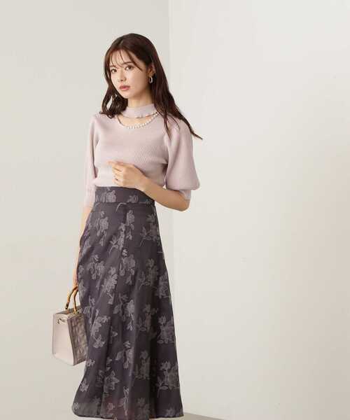 PROPORTION BODY DRESSING（プロポーションボディドレッシング）の「オーガン刺繍フレアスカート / 1213220806（スカート・レディース・ダークグレー/グレー/ピンク・MEDIUM/SMALL）」の5枚目の写真