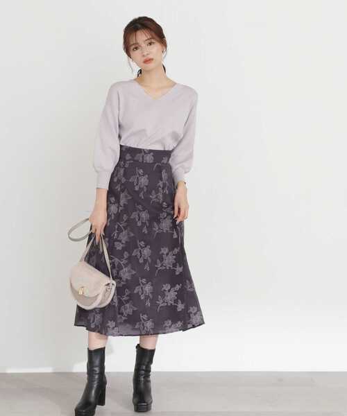 PROPORTION BODY DRESSING（プロポーションボディドレッシング）の「オーガン刺繍フレアスカート / 1213220806（スカート・レディース・ダークグレー/グレー/ピンク・MEDIUM/SMALL）」の13枚目の写真