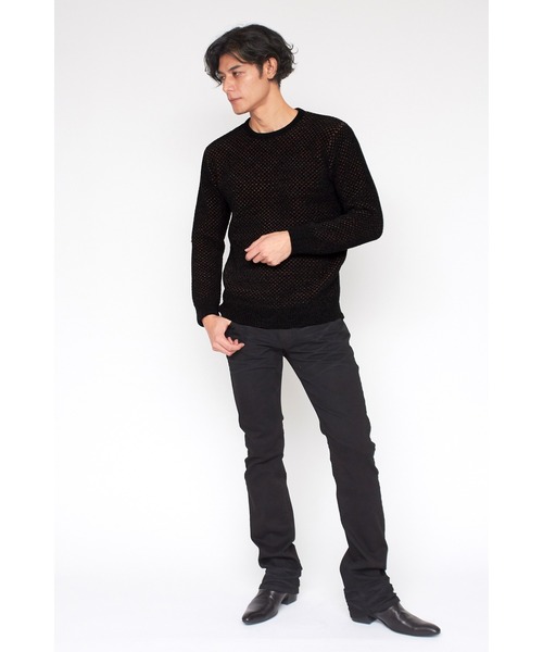 TORNADO MART（トルネードマート）の「TORNADO MART∴カスリネットモールクルーネックニット（ニット/セーター・メンズ・ホワイト/ブラック・M/LL/L）」の17枚目の写真