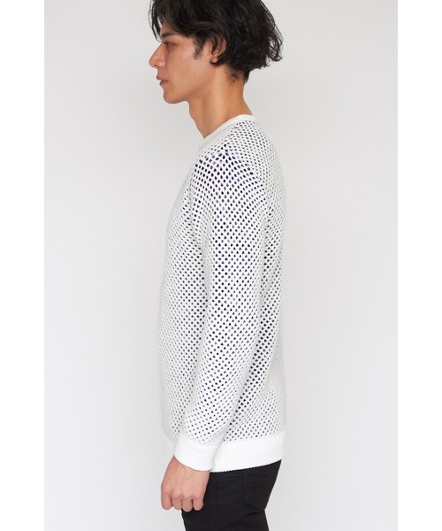 TORNADO MART（トルネードマート）の「TORNADO MART∴カスリネットモールクルーネックニット（ニット/セーター・メンズ・ホワイト/ブラック・M/LL/L）」の15枚目の写真