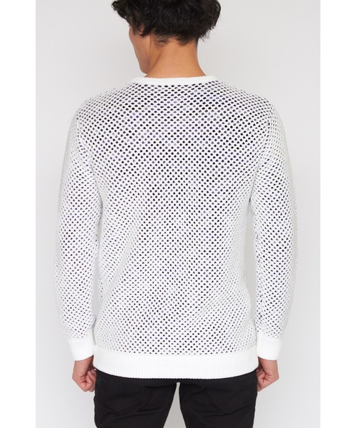 TORNADO MART（トルネードマート）の「TORNADO MART∴カスリネットモールクルーネックニット（ニット/セーター・メンズ・ホワイト/ブラック・M/LL/L）」の16枚目の写真