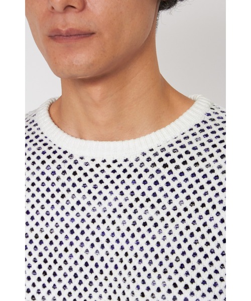 TORNADO MART（トルネードマート）の「TORNADO MART∴カスリネットモールクルーネックニット（ニット/セーター・メンズ・ホワイト/ブラック・M/LL/L）」の14枚目の写真