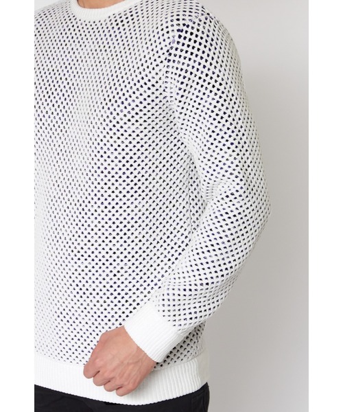 TORNADO MART（トルネードマート）の「TORNADO MART∴カスリネットモールクルーネックニット（ニット/セーター・メンズ・ホワイト/ブラック・M/LL/L）」の13枚目の写真
