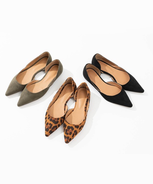 ZAKKA-BOX（ザッカボックス）の「スウェードフラットパンプス（パンプス・レディース・カーキ/ブラック/レオパード・23.5㎝/24㎝/24.5㎝/25㎝/23㎝）」の4枚目の写真