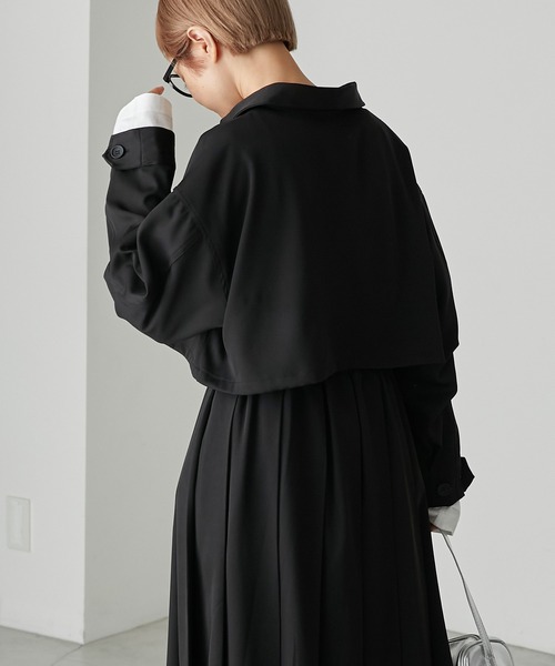 forksy.(フォルクシー)の「【forksy.】ファティーグクロップドシャツジャケット(ミリタリージャケット・レディース・ブラック/チャコール・FREE)」の8枚目の写真