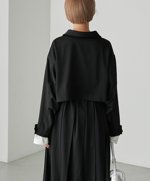 forksy.(フォルクシー)の「【forksy.】ファティーグクロップドシャツジャケット(ミリタリージャケット・レディース・ブラック/チャコール・FREE)」の9枚目の写真