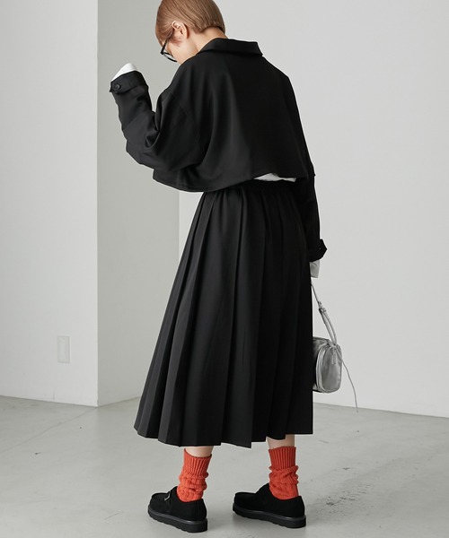 forksy.(フォルクシー)の「【forksy.】ファティーグクロップドシャツジャケット(ミリタリージャケット・レディース・ブラック/チャコール・FREE)」の11枚目の写真