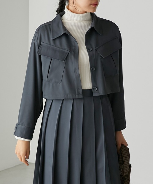 forksy.(フォルクシー)の「【forksy.】ファティーグクロップドシャツジャケット(ミリタリージャケット・レディース・ブラック/チャコール・FREE)」の18枚目の写真