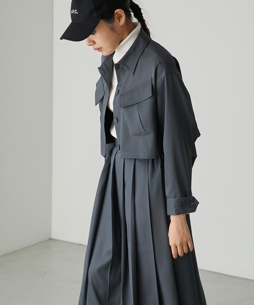 forksy.(フォルクシー)の「【forksy.】ファティーグクロップドシャツジャケット(ミリタリージャケット・レディース・ブラック/チャコール・FREE)」の21枚目の写真