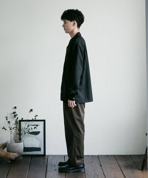 ルーズシルエット ポリトロオープンカラー長袖シャツ（シャツ