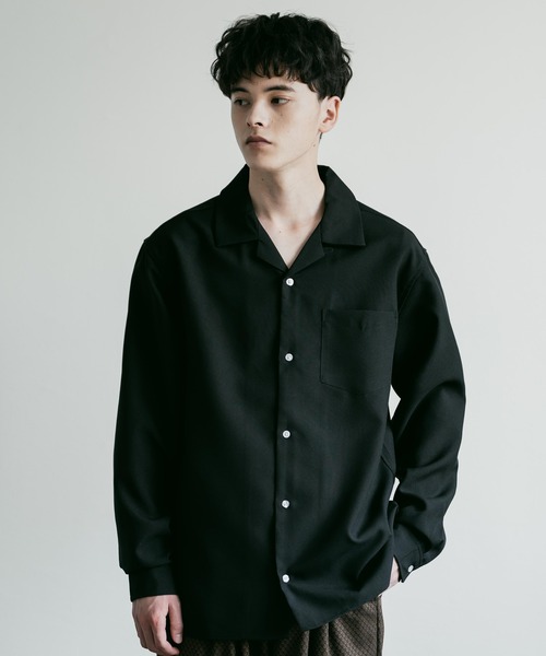 Rocky Monroe(ロッキーモンロー)の「ルーズシルエット ポリトロオープンカラー長袖シャツ(シャツ/ブラウス・メンズ・サンドベージュ/サックスブルー/ライトグレー/ブラック/チャコールグレー・M/L)」の7枚目の写真