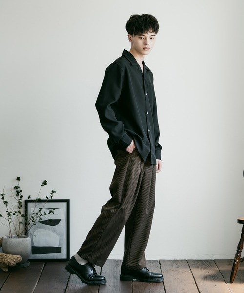 Rocky Monroe(ロッキーモンロー)の「ルーズシルエット ポリトロオープンカラー長袖シャツ(シャツ/ブラウス・メンズ・サンドベージュ/サックスブルー/ライトグレー/ブラック/チャコールグレー・M/L)」の9枚目の写真