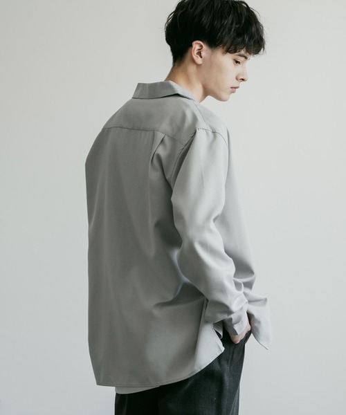 Rocky Monroe(ロッキーモンロー)の「ルーズシルエット ポリトロオープンカラー長袖シャツ(シャツ/ブラウス・メンズ・サンドベージュ/サックスブルー/ライトグレー/ブラック/チャコールグレー・M/L)」の17枚目の写真