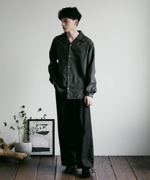 シャツ 長袖 ルーズ モードデザインルーズシャツ ホワイト VELNUS（ベルナス）の「【VELNUS】Side cord design loose short