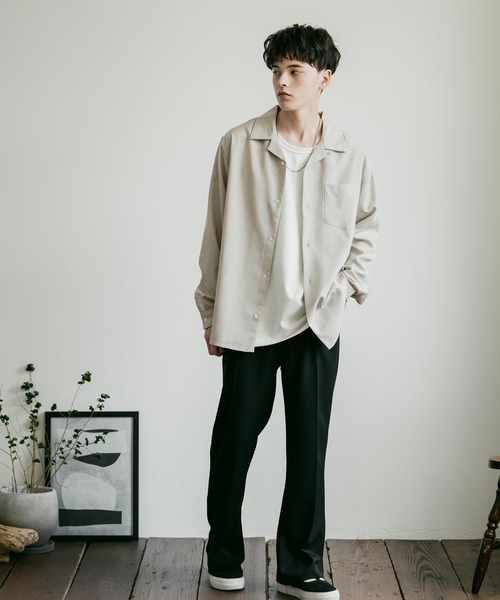 Rocky Monroe(ロッキーモンロー)の「ルーズシルエット ポリトロオープンカラー長袖シャツ(シャツ/ブラウス・メンズ・サンドベージュ/サックスブルー/ライトグレー/ブラック/チャコールグレー・M/L)」の21枚目の写真