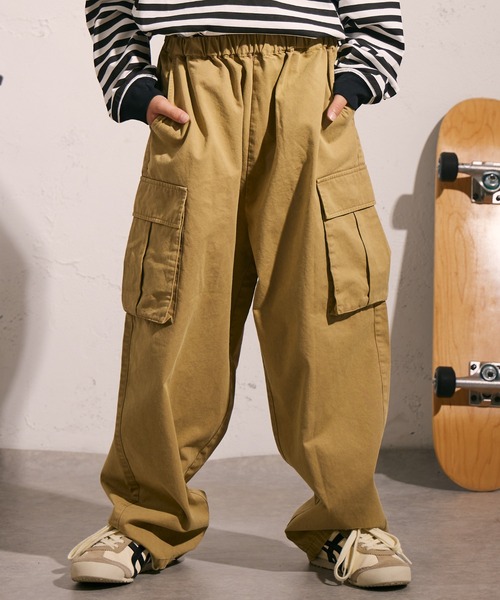 PAIRMANON STREET(ペアマノンストリート)の「【PAIRMANON STREET】ピグメント加工 バルーン カーゴ パンツ(カーゴパンツ・キッズ・カーキ/ブラック/オレンジ系その他/ブラウン/ベージュ/オフホワイト・150/100/90/110/120/140/130/160)」の4枚目の写真