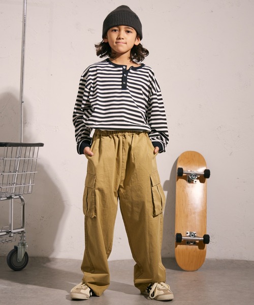 PAIRMANON STREET(ペアマノンストリート)の「【PAIRMANON STREET】ピグメント加工 バルーン カーゴ パンツ(カーゴパンツ・キッズ・カーキ/ブラック/オレンジ系その他/ブラウン/ベージュ/オフホワイト・150/100/90/110/120/140/130/160)」の22枚目の写真