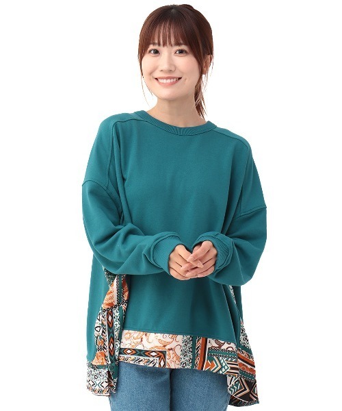 チチカカ（チチカカ）の「柄切替ポンチョスウェットプルオーバー（スウェット・レディース・ブルーグリーン/グレー/ブラウン・FREE）」の11枚目の写真