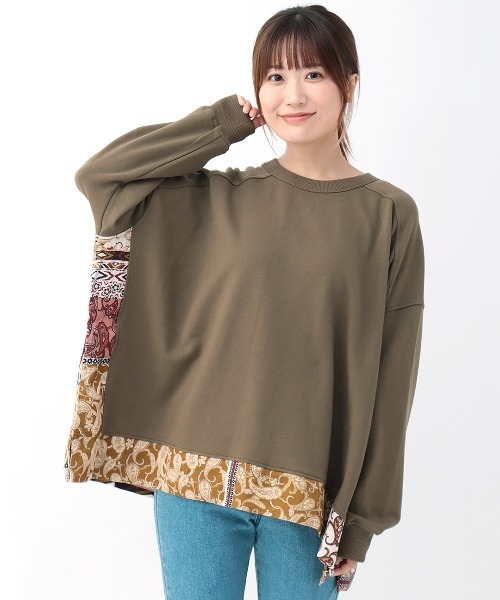 チチカカ（チチカカ）の「柄切替ポンチョスウェットプルオーバー（スウェット・レディース・ブルーグリーン/グレー/ブラウン・FREE）」の10枚目の写真