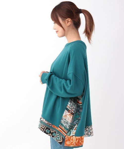 チチカカ（チチカカ）の「柄切替ポンチョスウェットプルオーバー（スウェット・レディース・ブルーグリーン/グレー/ブラウン・FREE）」の12枚目の写真