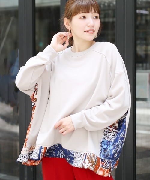 チチカカ（チチカカ）の「柄切替ポンチョスウェットプルオーバー（スウェット・レディース・ブルーグリーン/グレー/ブラウン・FREE）」の5枚目の写真