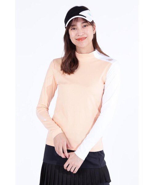 New Balance Golf(ニューバランスゴルフ)の「【new balance golf】スムース裏ドビーボーダー 長袖 モックネック プルオーバー (WOMENS WORLD)(Tシャツ/カットソー・レディース・オレンジ系その他/ホワイト/ブラック・SMALL/LARGE/MEDIUM)」の10枚目の写真