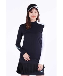 【new balance golf】スムース裏ドビーボーダー 長袖 モックネック プルオーバー (WOMENS WORLD)